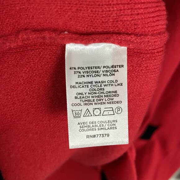 Ann Taylor Size L Contrast Trim Boyfriend Cardigan Red/Black Old Money Heritage - Picture 5 of 6